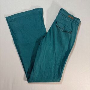 Level 99 Women's Teal Linen Blend Flare Slacks, Sz 26, Chic, Boho, Office 2/$25